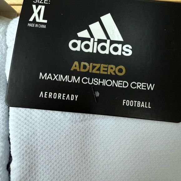 ADIDAS ADIZERO FOOTBALL CREW SOCKS MAX cushioned size XL 12-16 shoe size NWT - Picture 3 of 5